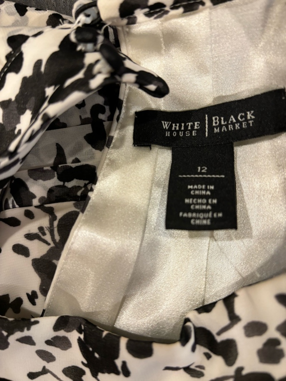White House Black Market NEW Chiffon Halter Floral Midi Dress White Black 12 - Picture 11 of 16